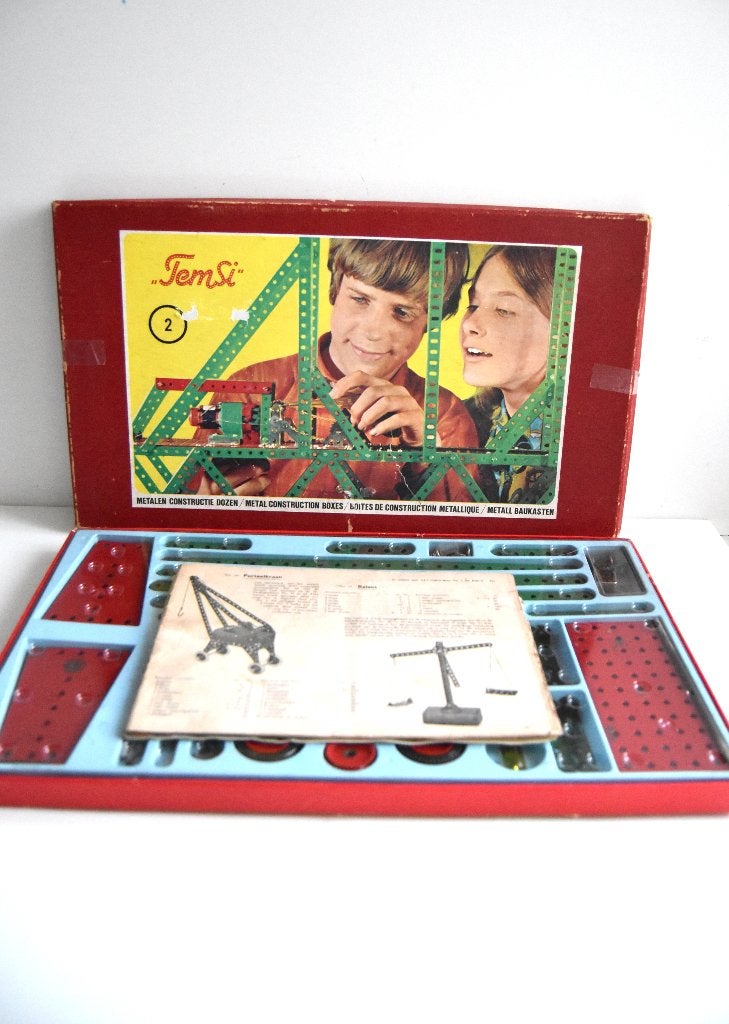 Temsi metalen constuctie doos nr 2 in goede vintage staat, Ophalen of Verzenden