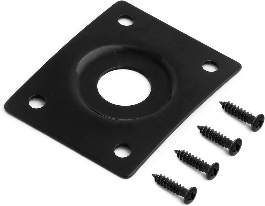 Zwarte Jack Plate + schroeven voor elektrische gitaar input, Ophalen of Verzenden, Nieuw, Elektrische gitaar
