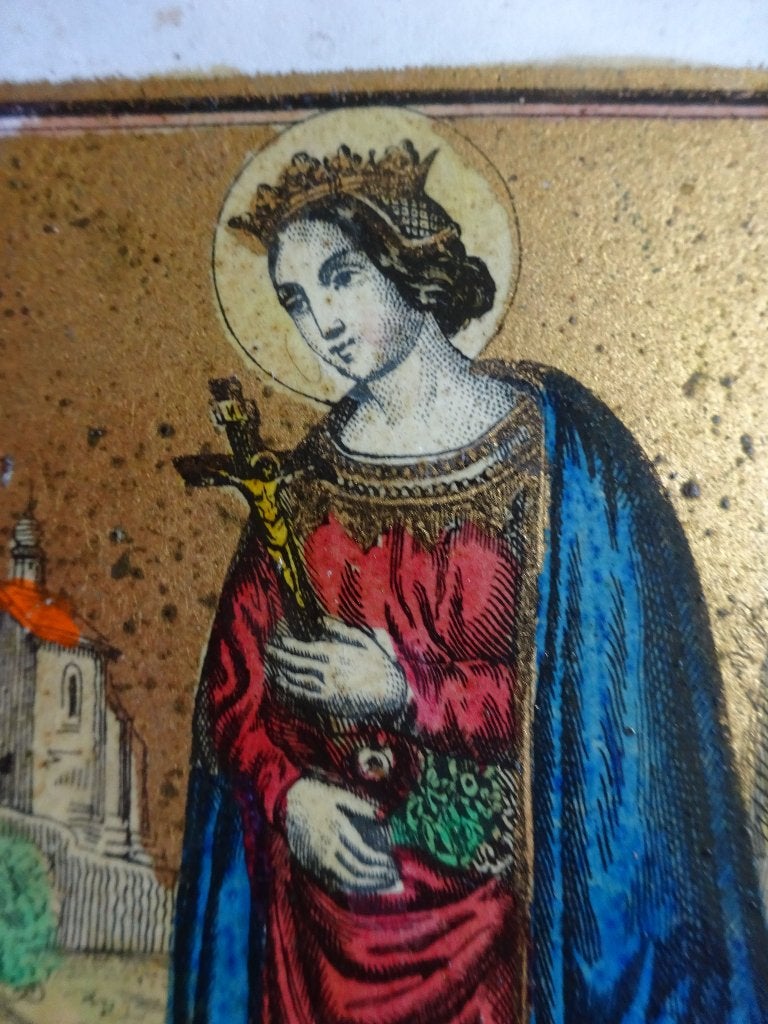 Lithografie J.Koppe Prag van S.Caroline- met goudverf, Ophalen of Verzenden, Portret en Figuren, Lithografie