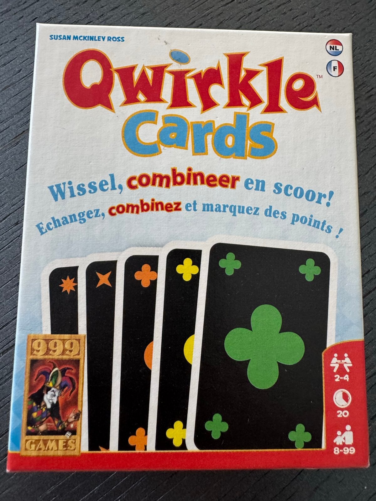 Qwirkle Cards: Wissel, combineer en scoor!, Een of twee spelers, Ophalen of Verzenden, Zo goed als nieuw