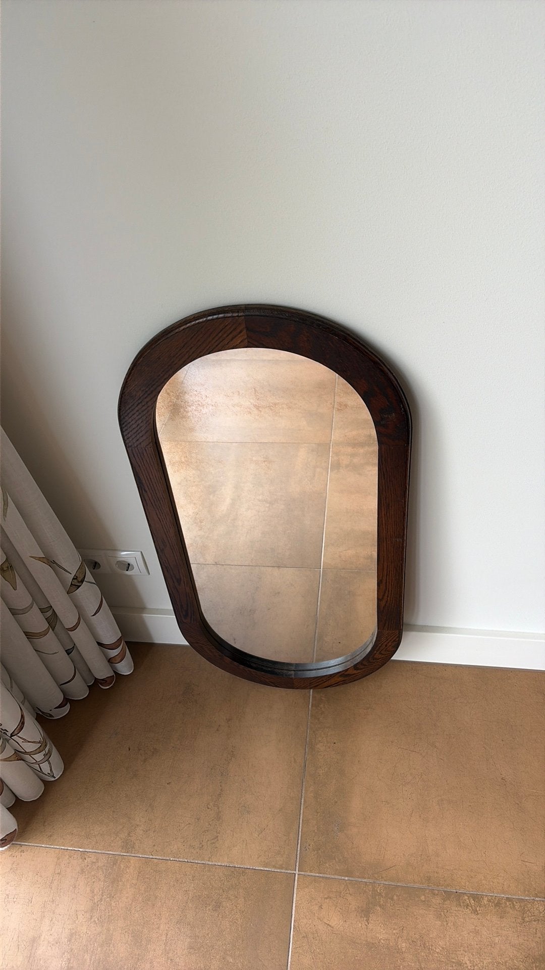 Vintage eikenhouten ovale spiegel Trialco, Ophalen, Ovaal, Minder dan 50 cm, Minder dan 100 cm