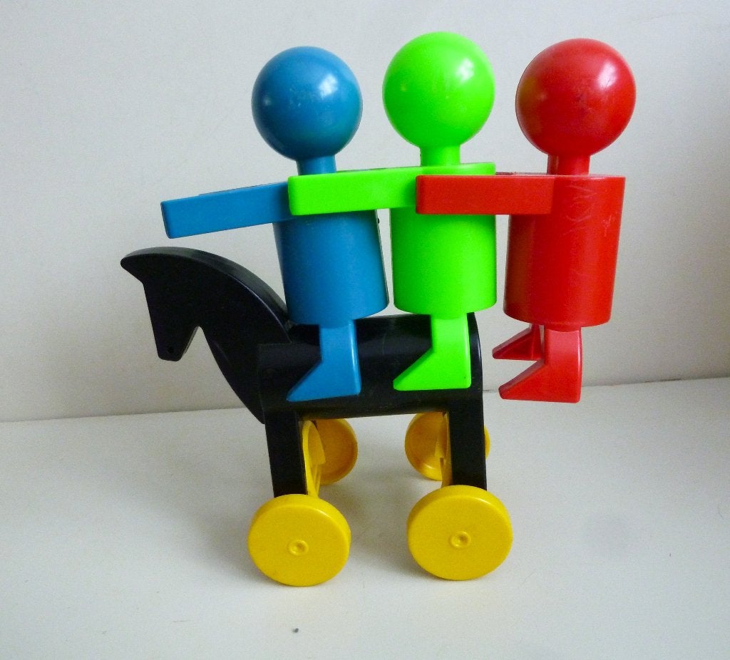Vintage Simex Xl plastic stapel poppetjes Paard jaren 70, Verzamelen, Verzenden, Gebruikt