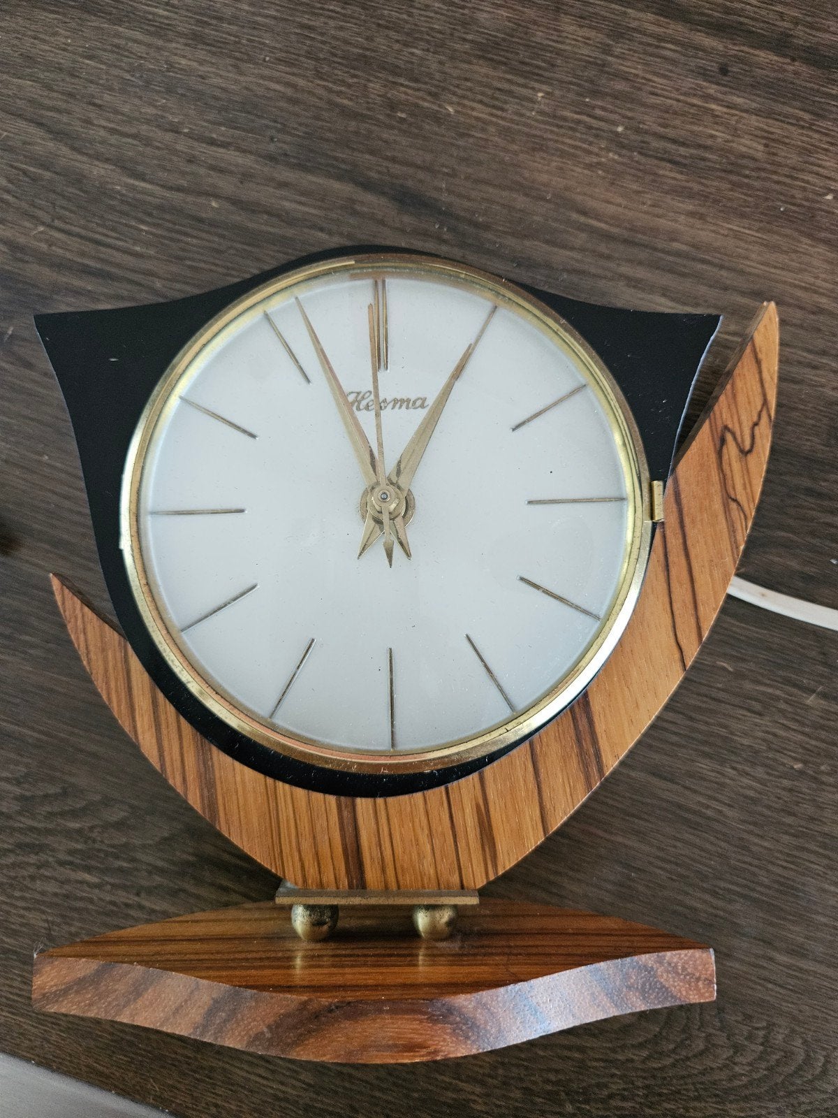 Vintage Hesma Tafelklok Jaren '50 - Mid-Century Design, Ophalen of Verzenden