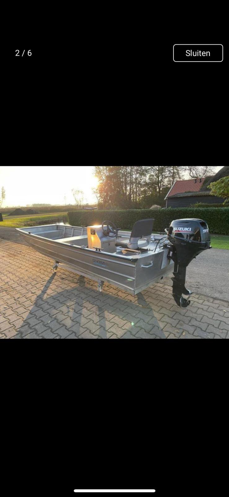 Aluminium Qwest F450 met stuurconsole en 9,9 Suzuki, Ophalen, Aluminium