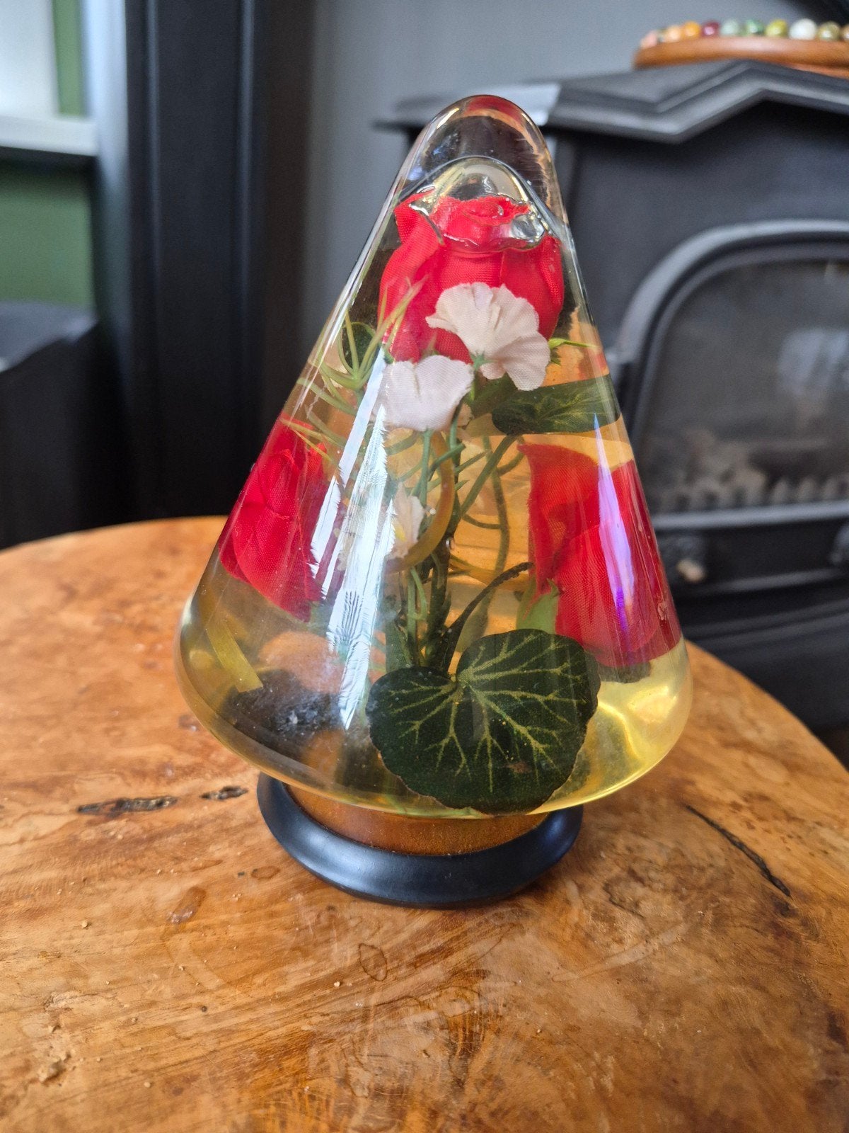 Space age glazen voorwerp met bloemen, Ophalen of Verzenden