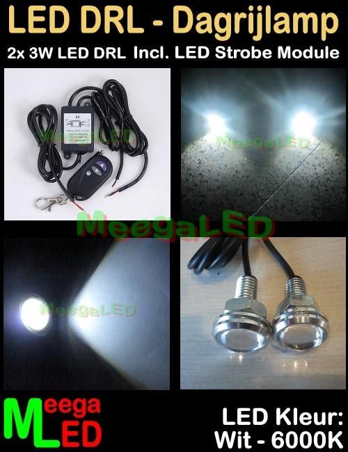 LED Motor  Strobe Flitser - 2x 3W Zilver RF AB - Wit, Motoren, Ophalen of Verzenden