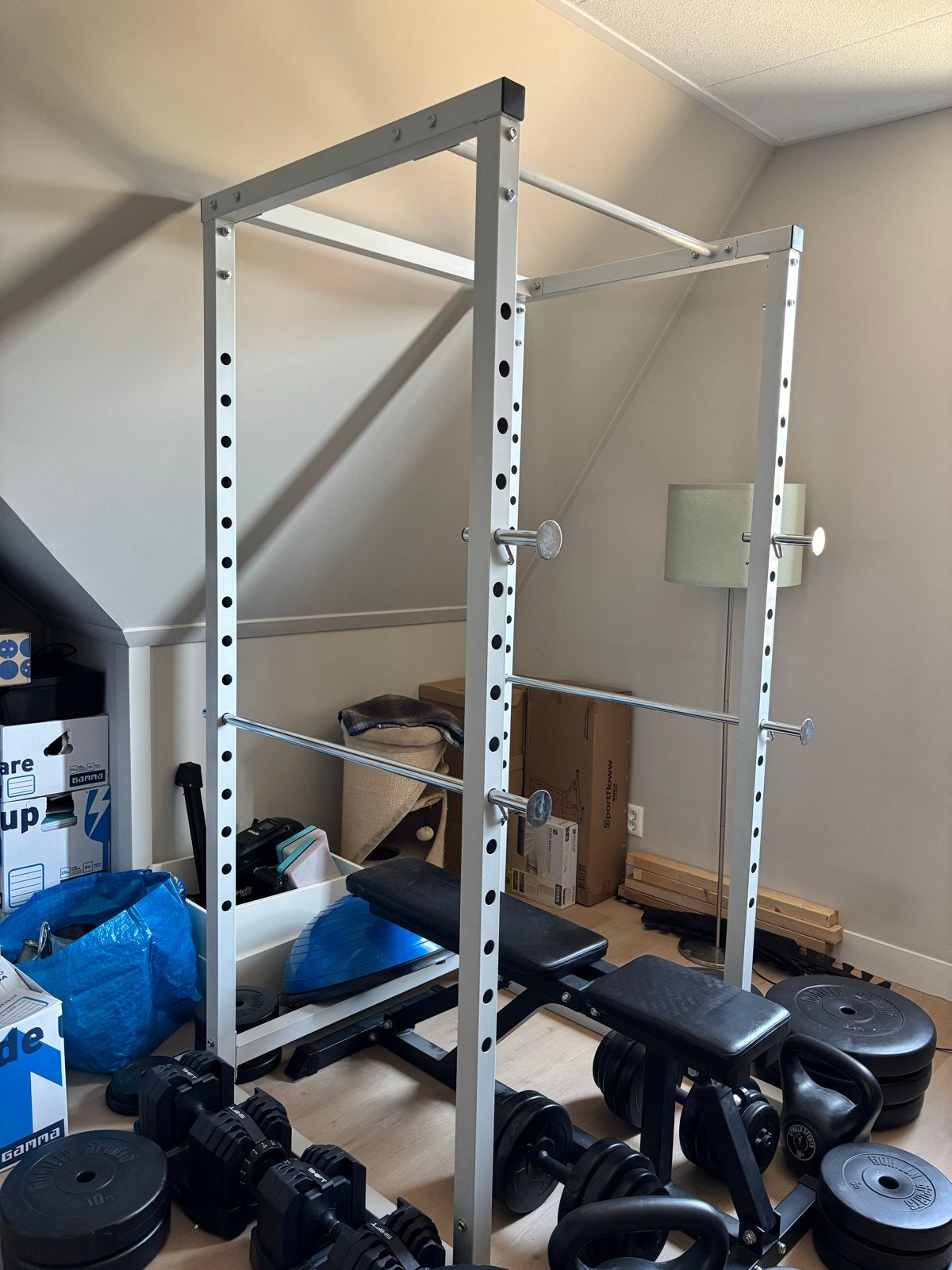 Gorilla Sports Power rack wit krachtstation (kaal), Ophalen, Gebruikt, Metaal, Krachtstation