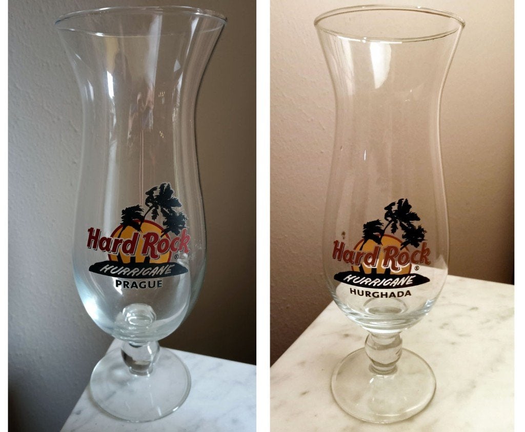 3 Hard Rock Cafe Hurricane Glazen., Ophalen of Verzenden, Zo goed als nieuw, Glas of Glazen, Overige merken