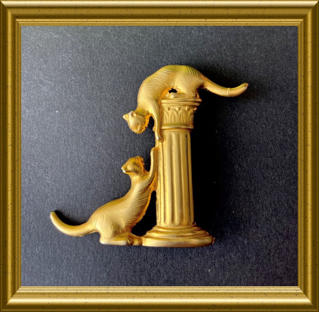 Leuke grote poezen broche, poes, kat, Ophalen of Verzenden, Overige materialen, Broche