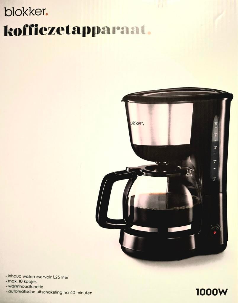 Blokker Koffiezetapparaat 1000W - 1.25L, 10 kopjes, 10 kopjes of meer, Gemalen koffie, Ophalen of Verzenden, Koffiemachine