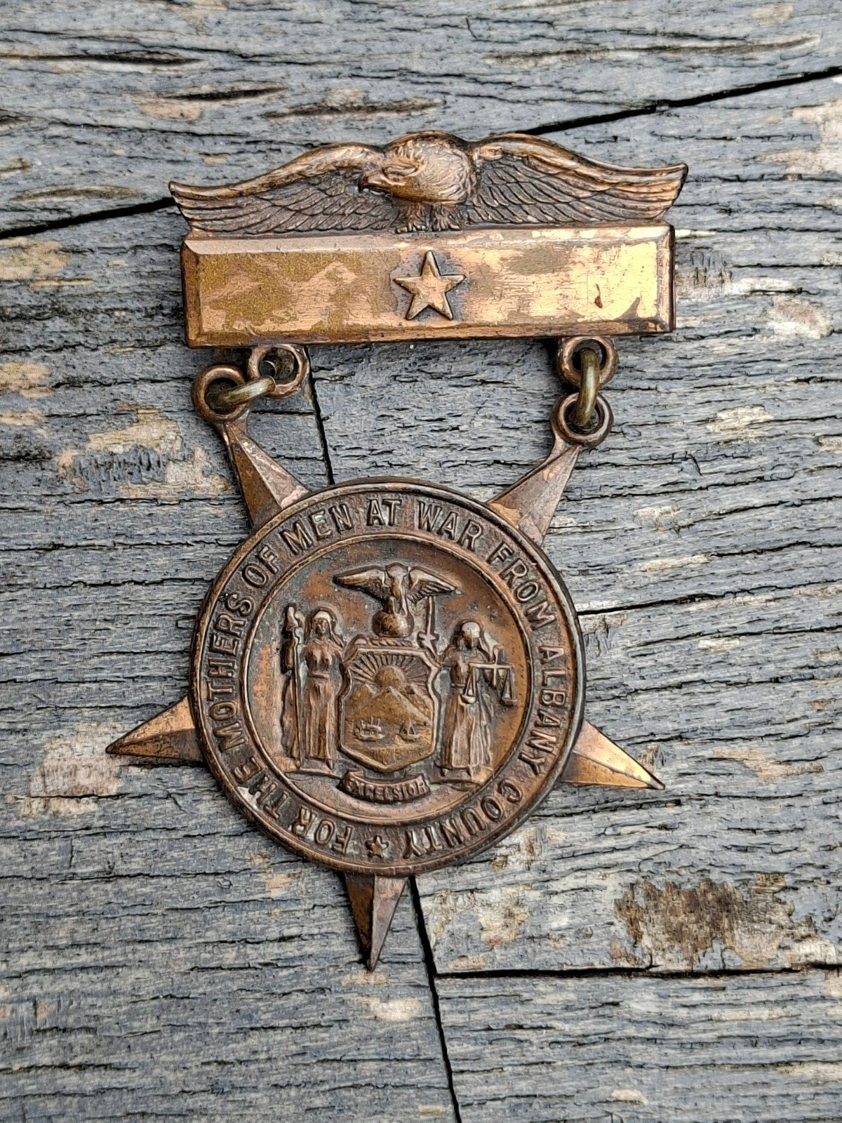 WW1 Mothers of Men at War medaille met 1 ster Albany Country, Verzamelen, Militaria | Algemeen, Ophalen of Verzenden, Landmacht