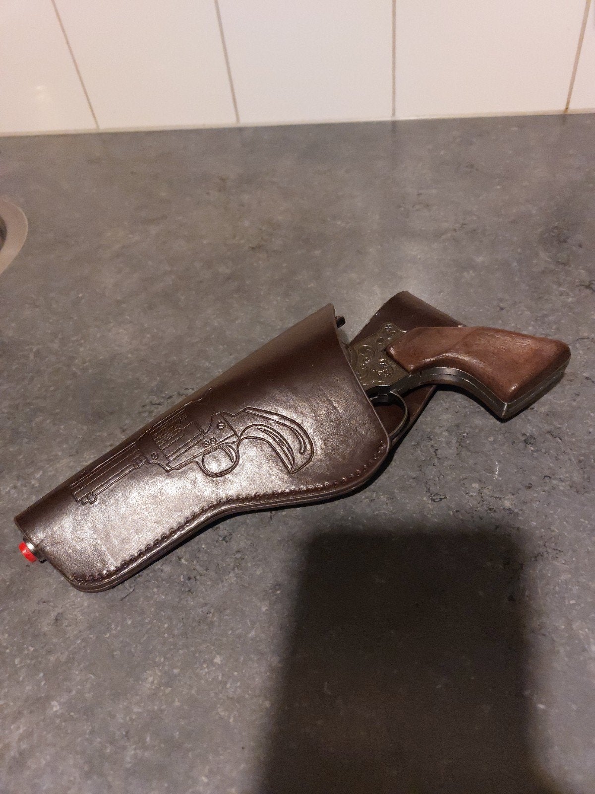 Vintage Klappertjespistool - Western Revolver met Holster, Kinderen en Baby's, Speelgoed | Overig, Ophalen of Verzenden