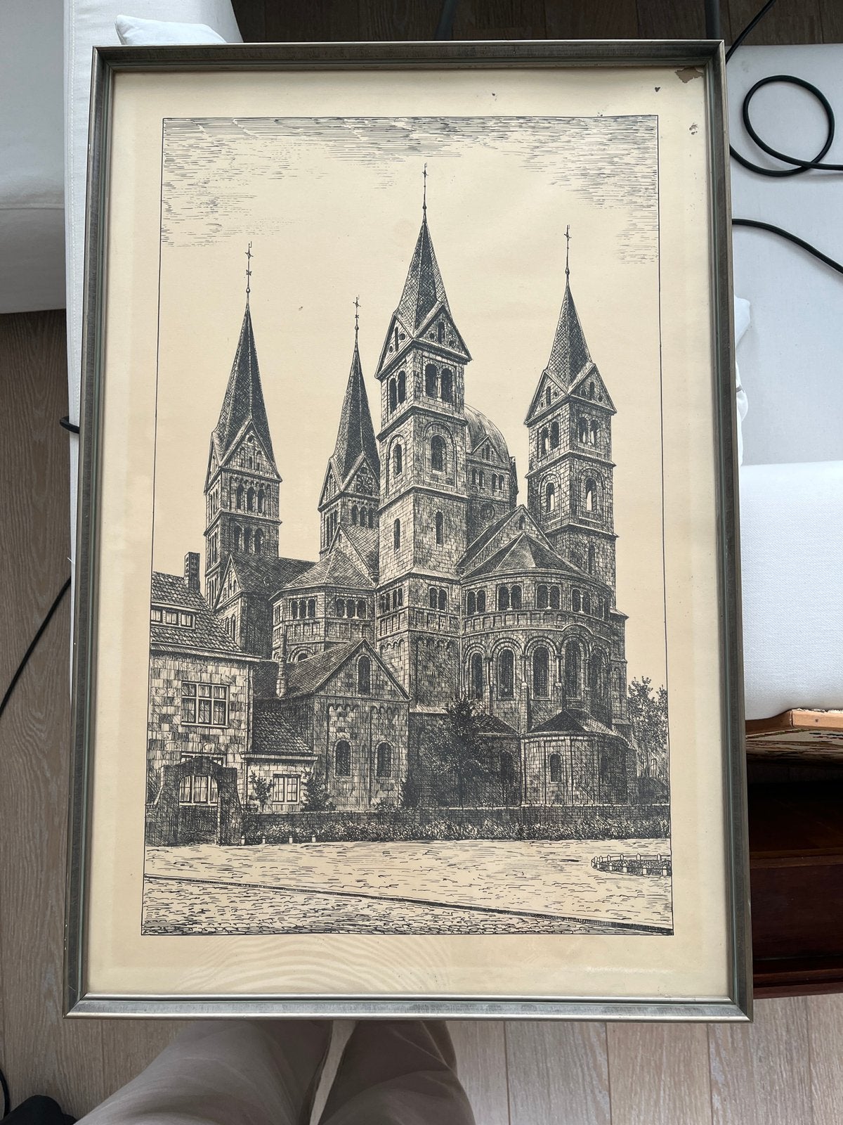 Pentekening in lijst St. Servaaskerk Maastricht, Ophalen, Tekening