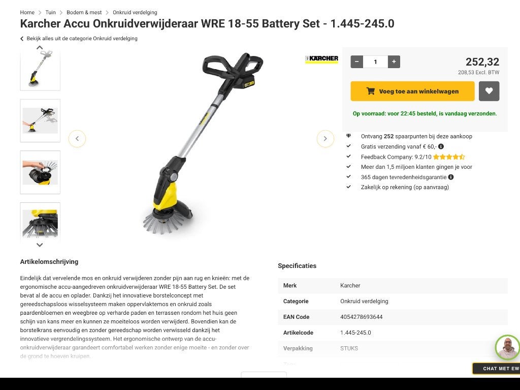 Kärcher grastrimmer met accu +lader, Tuin en Terras, Ophalen, Kärcher, Accu, Zo goed als nieuw
