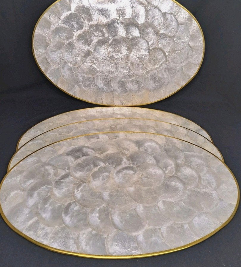 5 capiz placemats onderbord mid century 30 cm, Ophalen of Verzenden