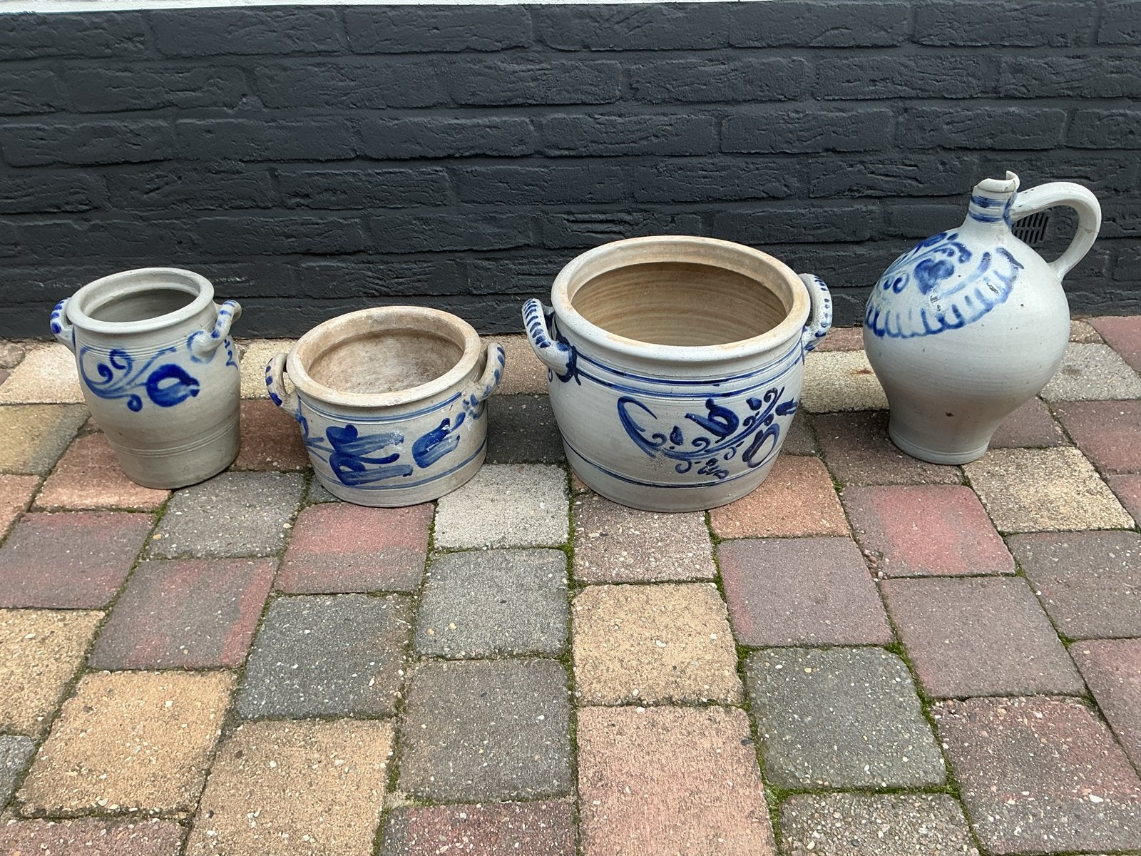 Antiek Keuls Aardewerk Geglazuurd - Set van 4 Stuks, Antiek en Kunst, Ophalen
