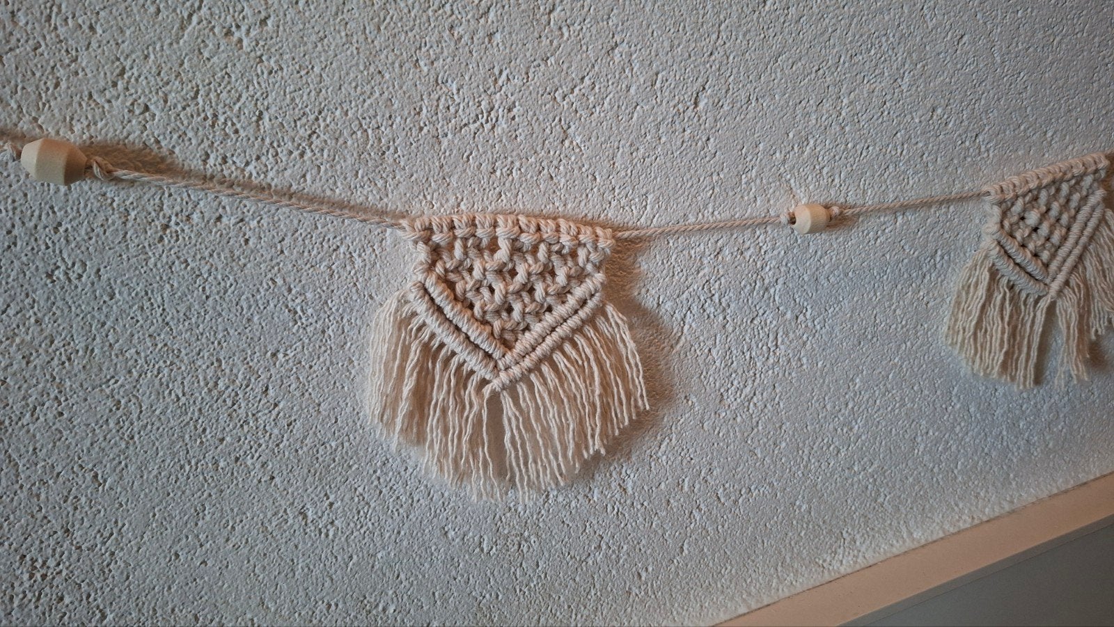 Handgemaakte macramé vlaggenlijn 3 meter – boho naturel, Ophalen of Verzenden, Nieuw, Versiering, Overige