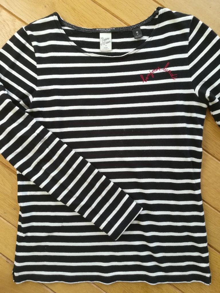 MAISON SCOTCH t- shirt zwart wit streep maat M - nieuw -, Maat 38/40 (M), Wit, Nieuw, Ophalen of Verzenden