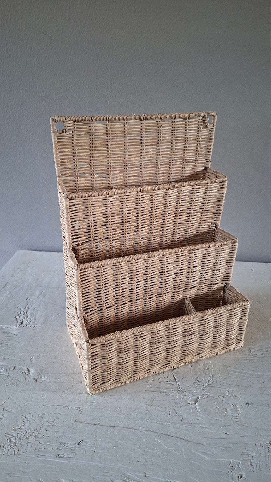 Vintage Rotan Bureau Organizer - Jaren '80 Bo, Ophalen of Verzenden, Gebruikt