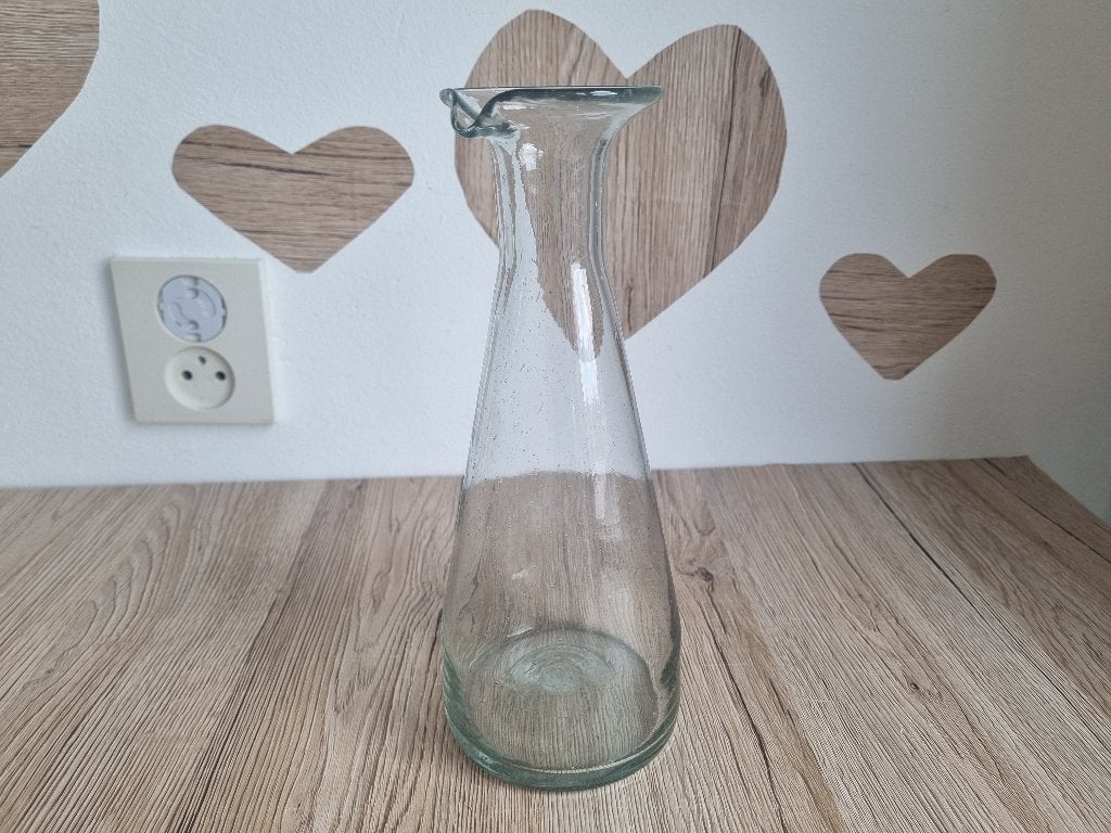 Mooie Antiek Vintage Grote Hoge Fles - Karaf Helder Glas, Verzenden