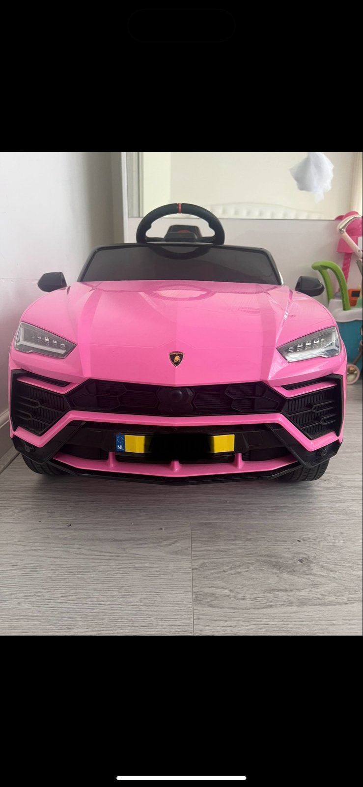 Roze Lamborghini Urus Kinderauto Elektrisch, Ophalen, Zo goed als nieuw, Loopvoertuig