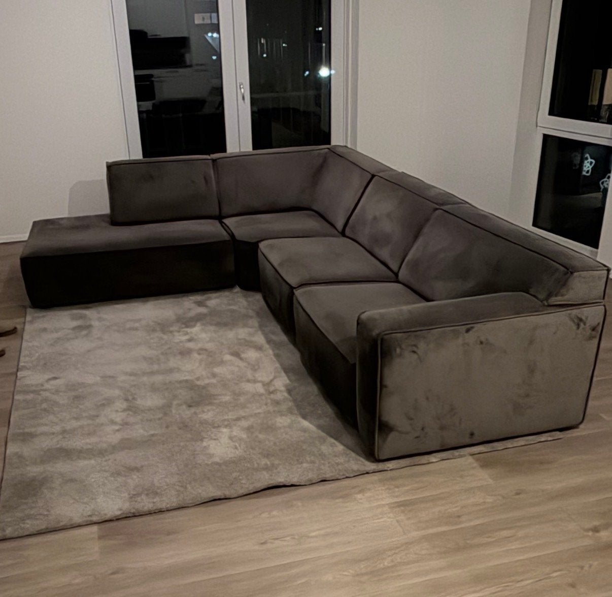 Velvet Richmond hoekbank, Ophalen, Gebruikt, 100 tot 125 cm, 300 cm of meer