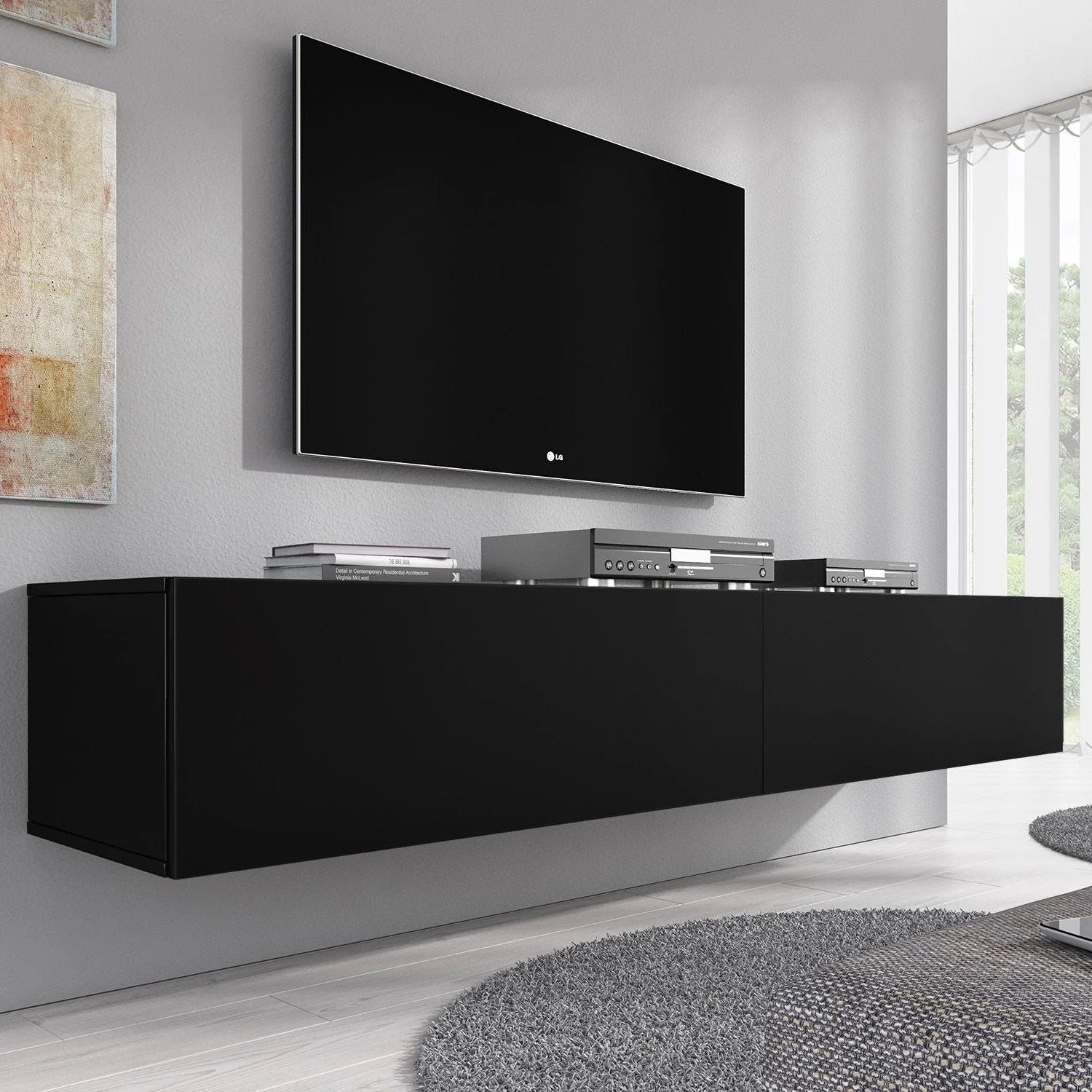 Tv meubel Flame XL 180cm (zwart), Ophalen, 150 tot 200 cm, Zo goed als nieuw, Minder dan 100 cm