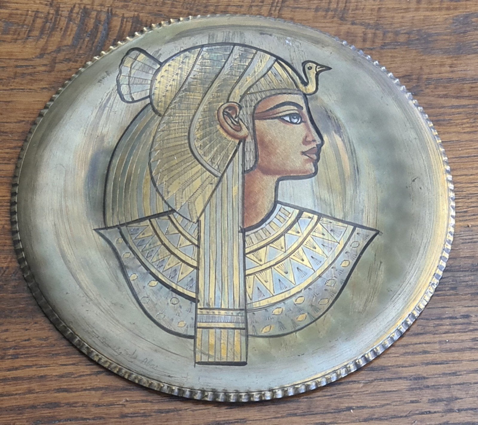 Vintage Egyptische Wanddecoratie - Cleopatra Plaat, Ophalen of Verzenden