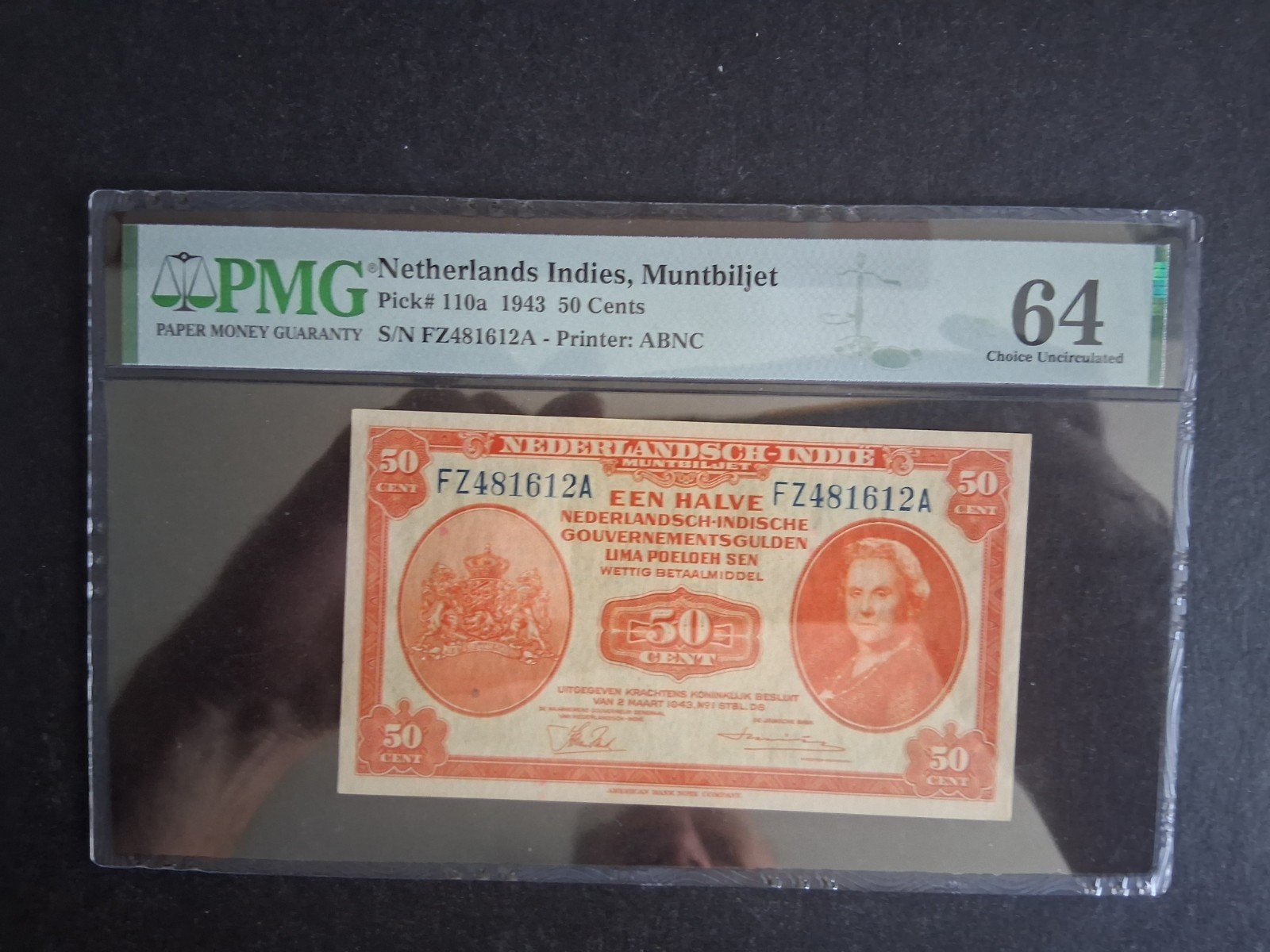 50 cent Nederlands indie unc 1943 PMG 64, Ophalen of Verzenden, Los biljet