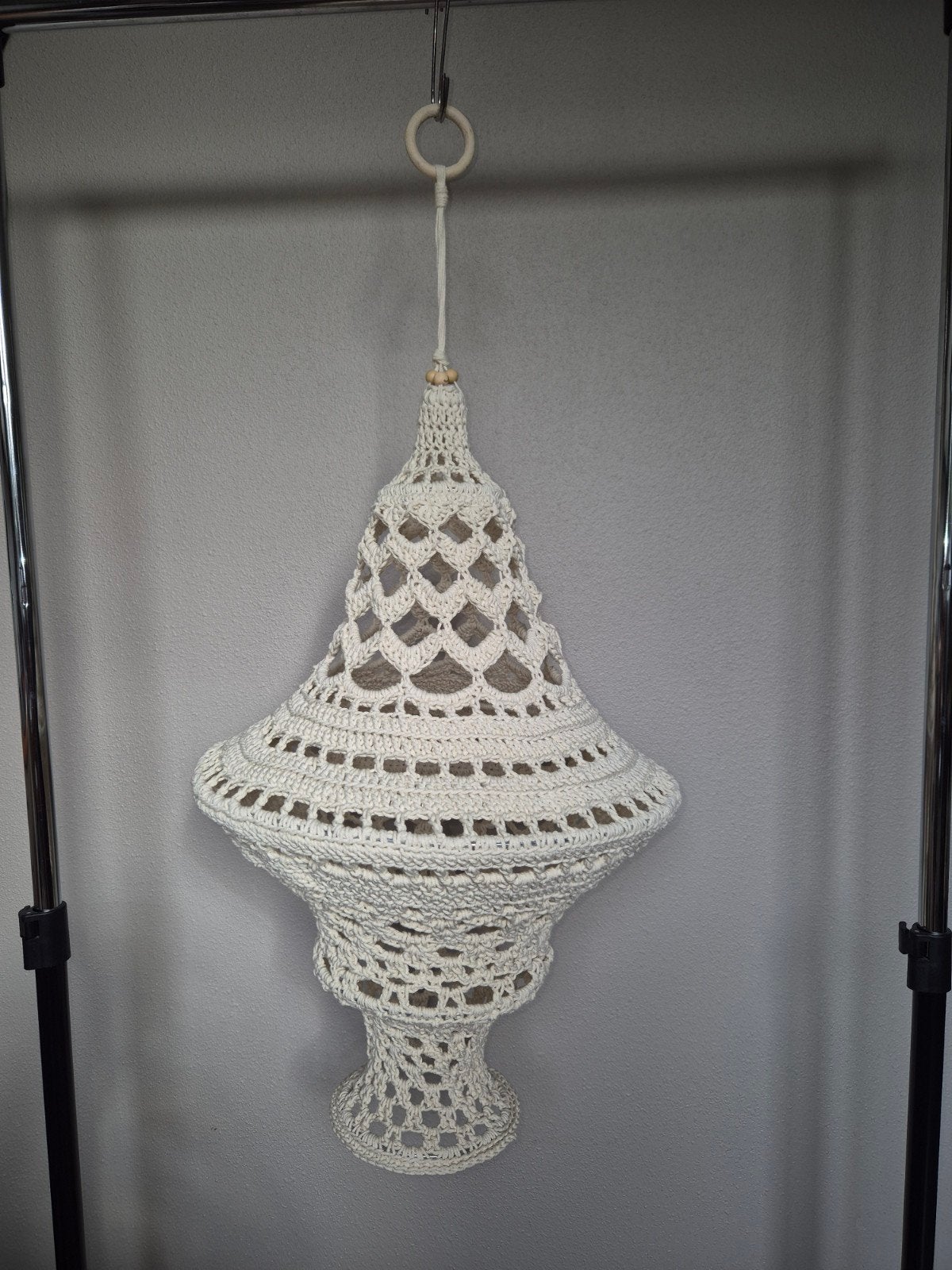 Grote ecru gehaakte lampion - 90 cm lang, 40 cm doorsnee, Ophalen of Verzenden, Zo goed als nieuw, Textiel