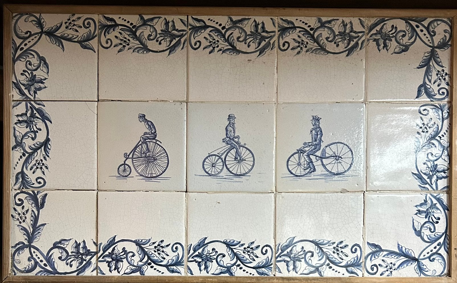 Prachtig tegels met oude fiets afbeeldingen en mooie randjes, Antiek en Kunst, Ophalen of Verzenden