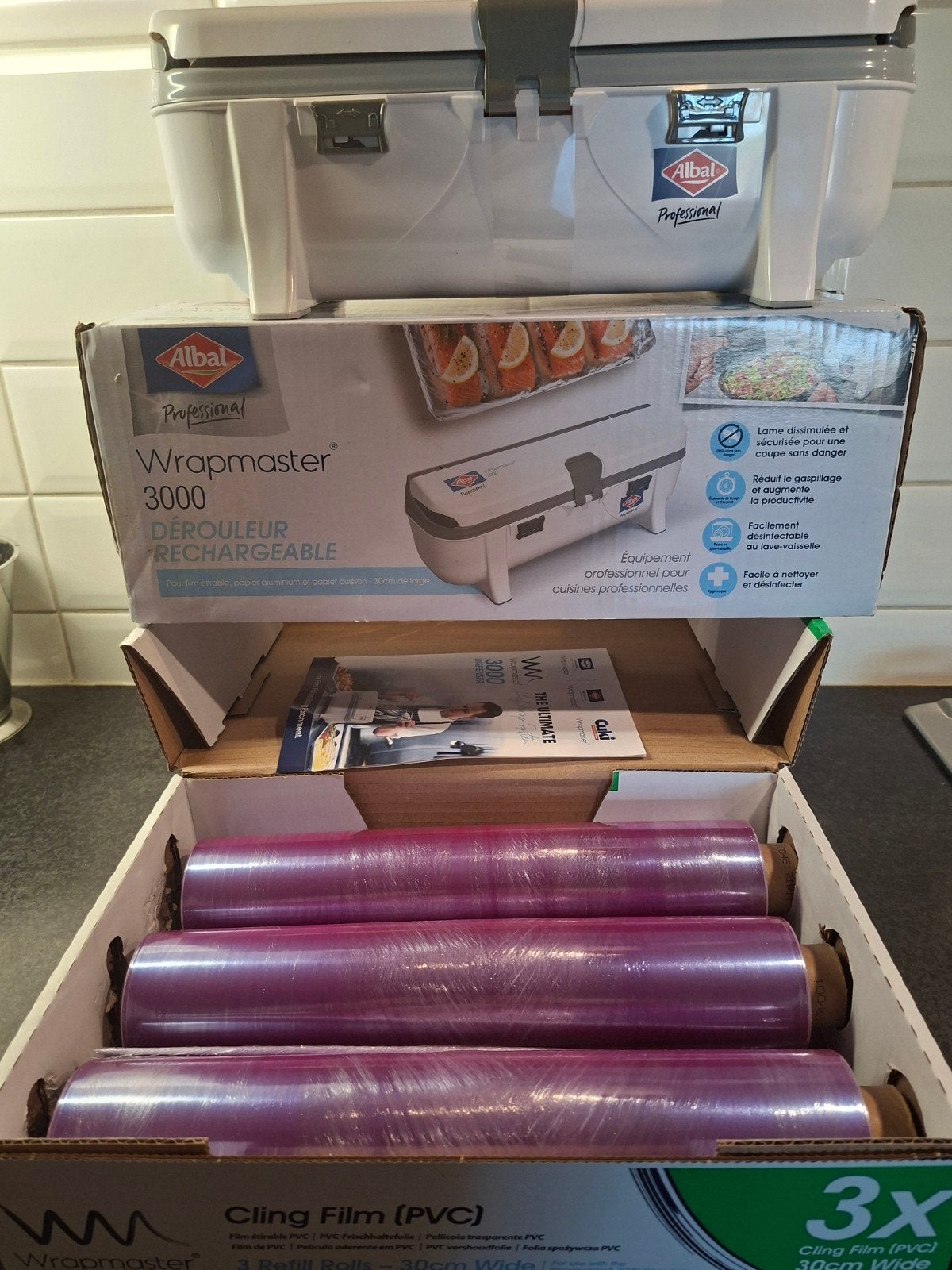 Wrapmaster 3000 Dispenser met Folie en Vershoudfolie 30cm, Overige typen, Kunststof, Nieuw, Ophalen of Verzenden