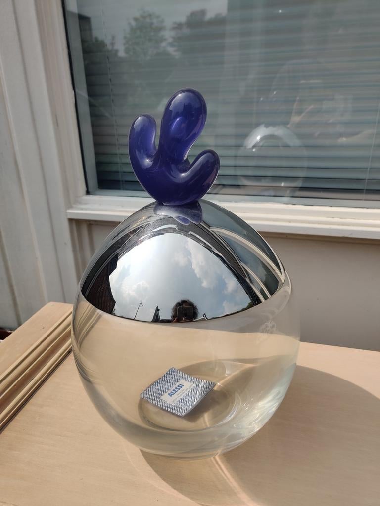 Alessi Big Ovo met blauwe dop, Ophalen, Zo goed als nieuw, Rond, Glas