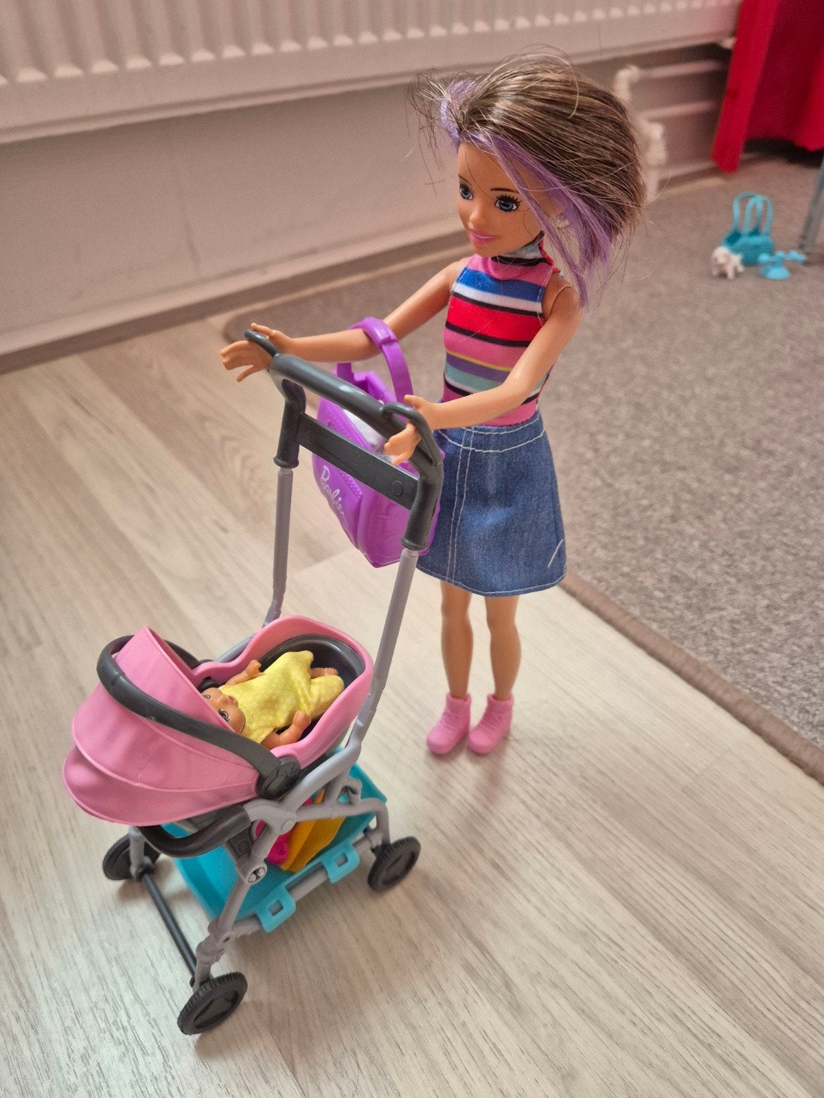 Barbie met babypop en kinderwagen, Ophalen of Verzenden, Gebruikt, Barbie