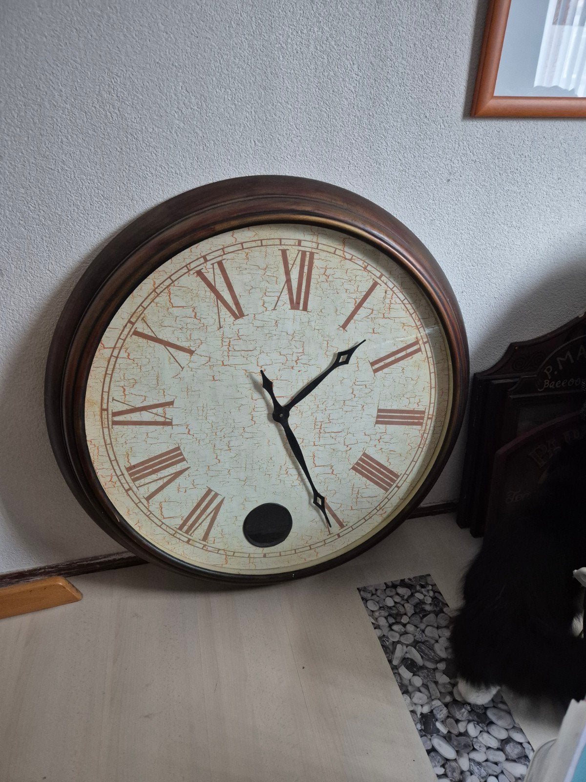 Grote antieke stijl wandklok met slinger, Ø 90 cm, Ophalen, Gebruikt