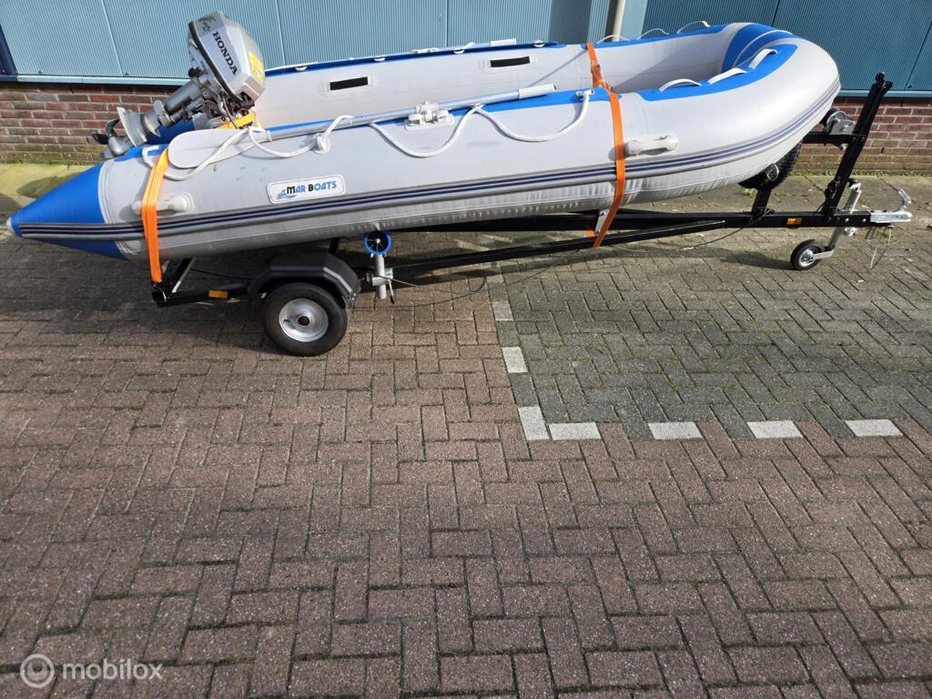 Rubberboot compleet met trailer en moter, Watersport en Boten, Zo goed als nieuw