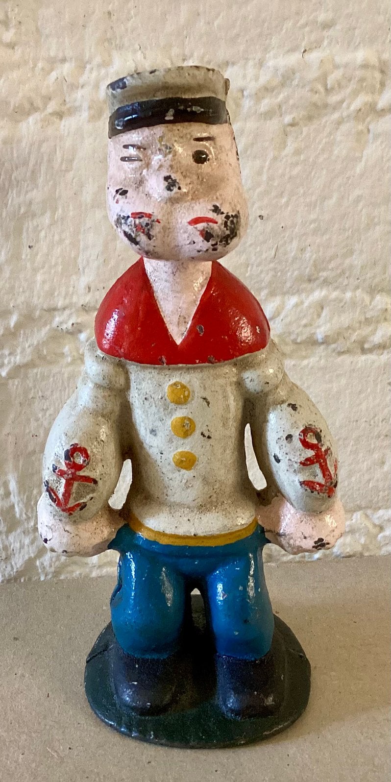 Antieke gietijzeren spaarpot: Popeye the Sailorman., Ophalen of Verzenden, Metaal of Blik, Overige thema's
