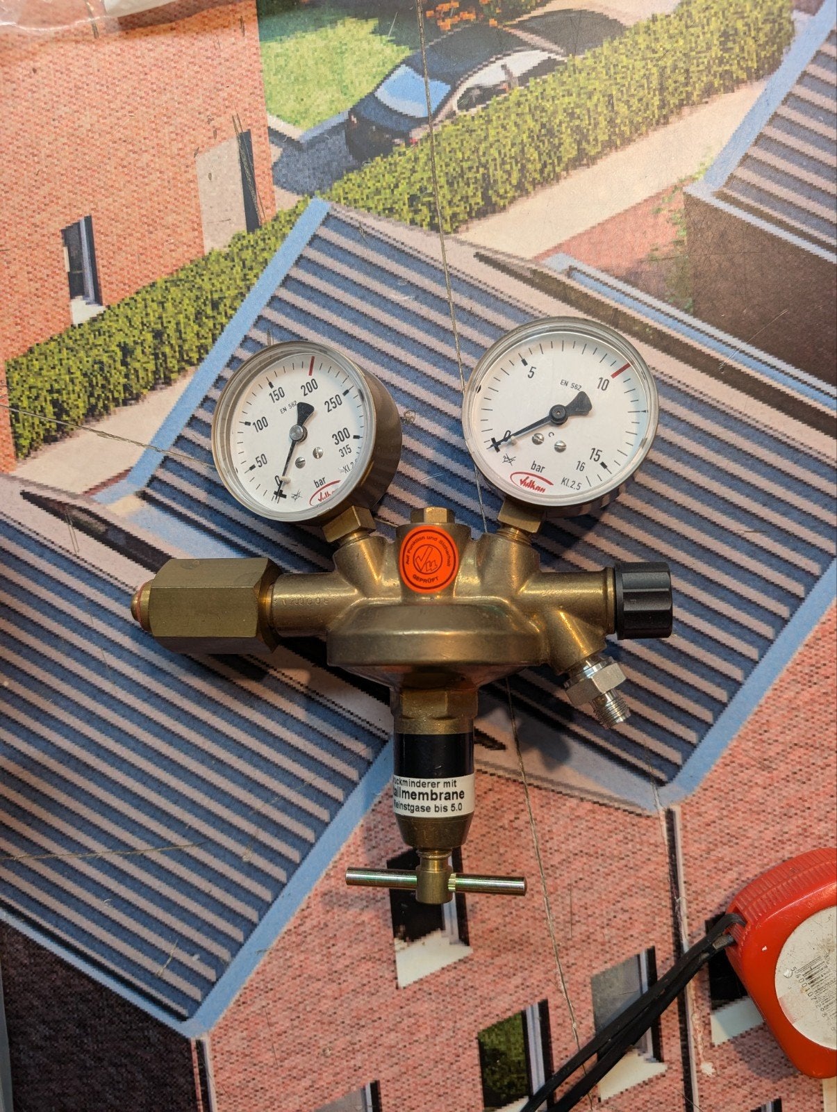Reduceerventiel 300 bar gasfles met metaalmembraan N2 Ar etc, Ophalen of Verzenden