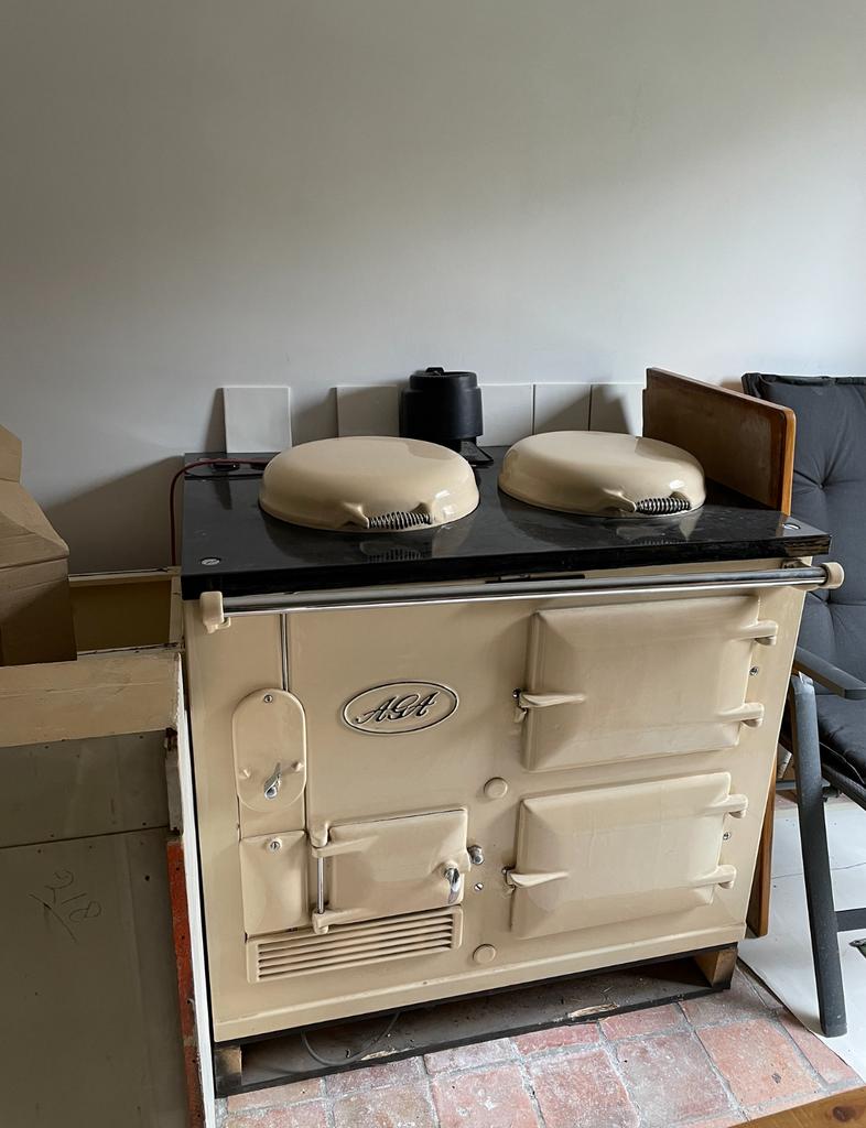 Aga fornuis zeer oud, omgebouwd naar gas, Witgoed en Apparatuur, Fornuizen, Ophalen, Hete lucht, 60 cm of meer, Refurbished