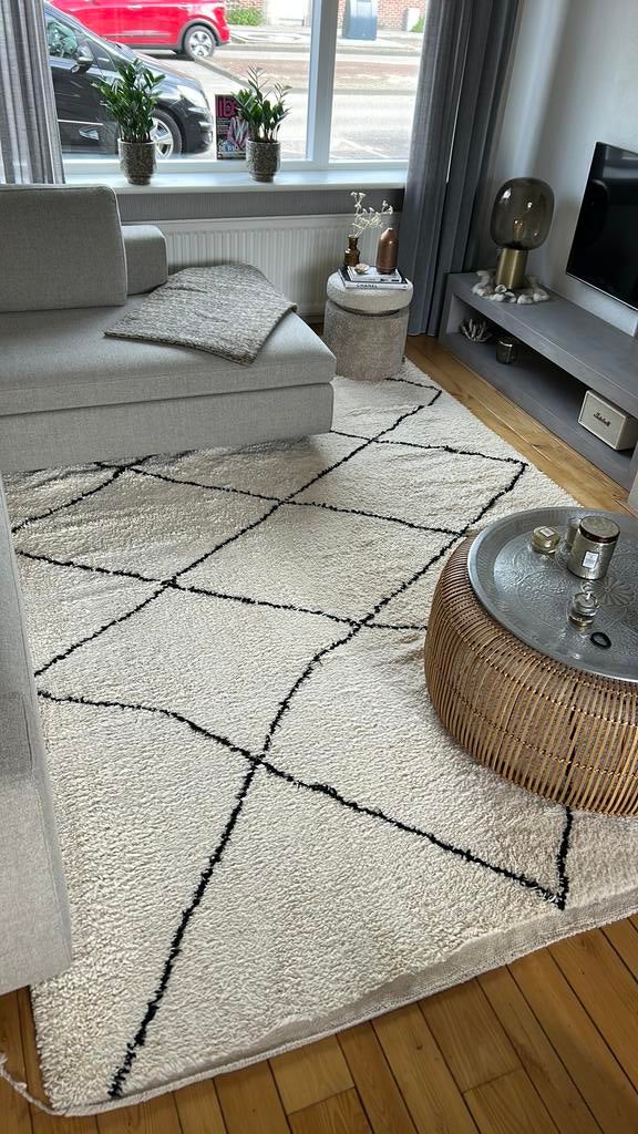 Nieuw Beni ouarain berber wollen kleed 325x210, Wit, Ophalen of Verzenden, 200 cm of meer, Beni ouarain