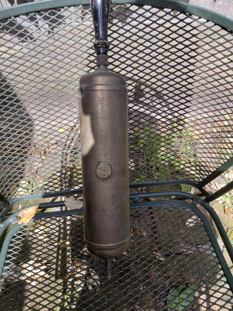 Vintage Geesa messing brandblusser met houten handvat, Ophalen of Verzenden