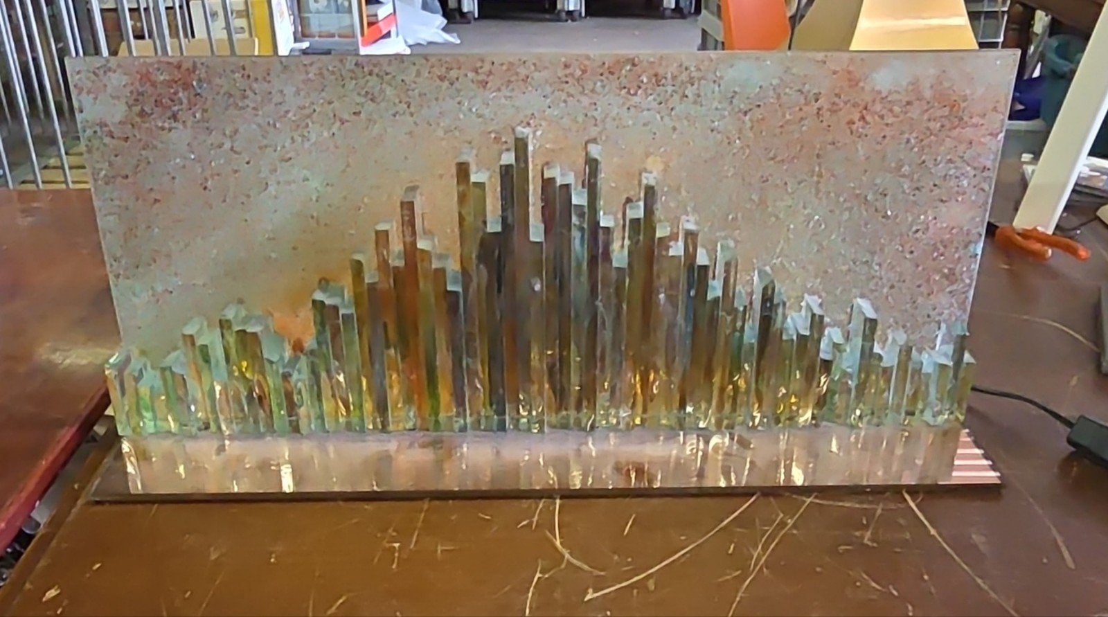 glass fusing verlichting 3d glassculptuur lamp skyline, Ophalen