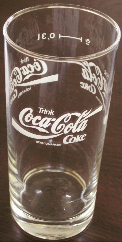 Recht Duits Coca Cola glas Trink Coca-Cola wave coke 0,3L, Verzamelen, Ophalen of Verzenden, Nieuw, Bierglas