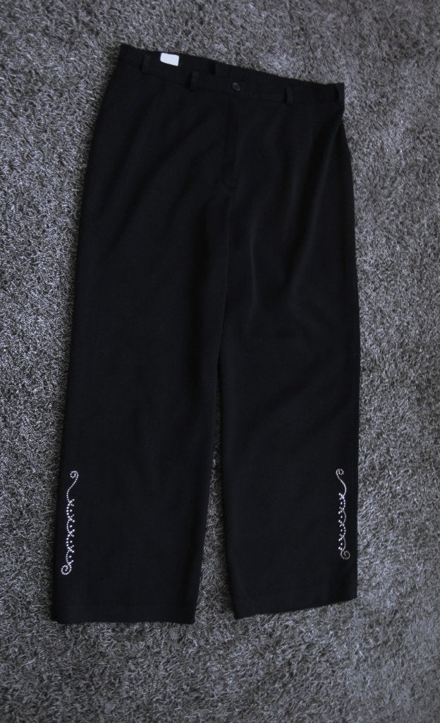 Zwarte STRETCH broek met strass, Maat 38/40 (M), Zwart, Ophalen of Verzenden, Zo goed als nieuw