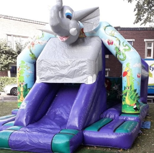 Springkussen Met glijbaan huren op je feest Tilburg, Ophalen, Zo goed als nieuw, Verjaardag