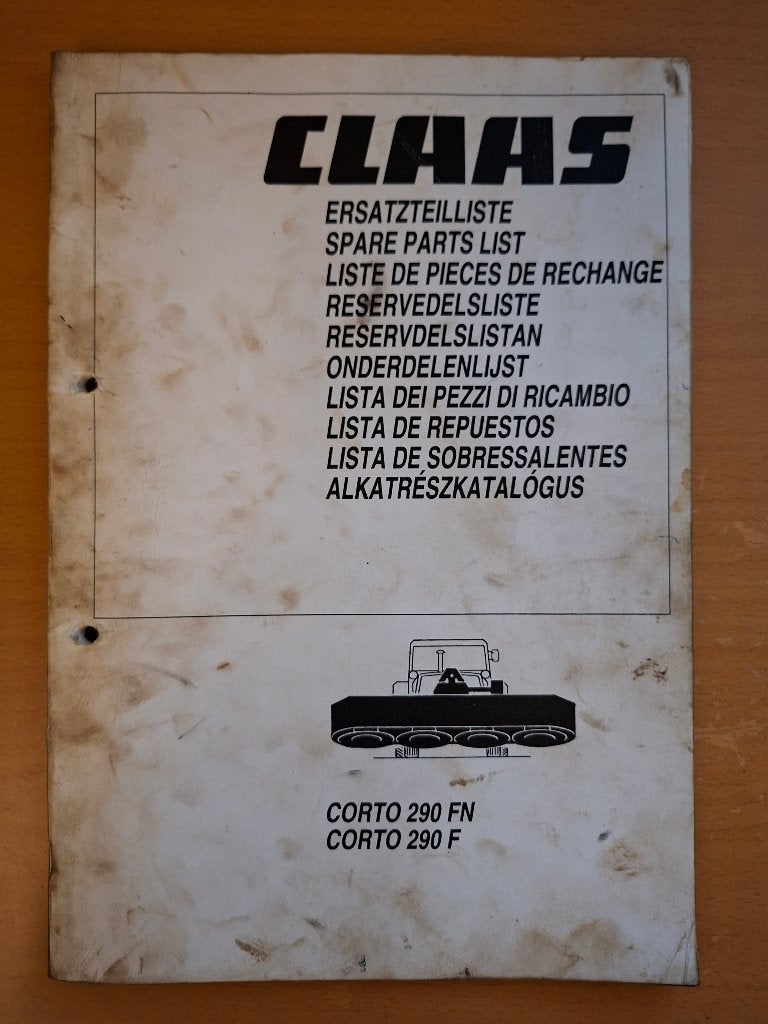 Onderdelenboek Claas Corto 290 FN en 290 F maaier, Ophalen of Verzenden, Gelezen, Tractor en Landbouw