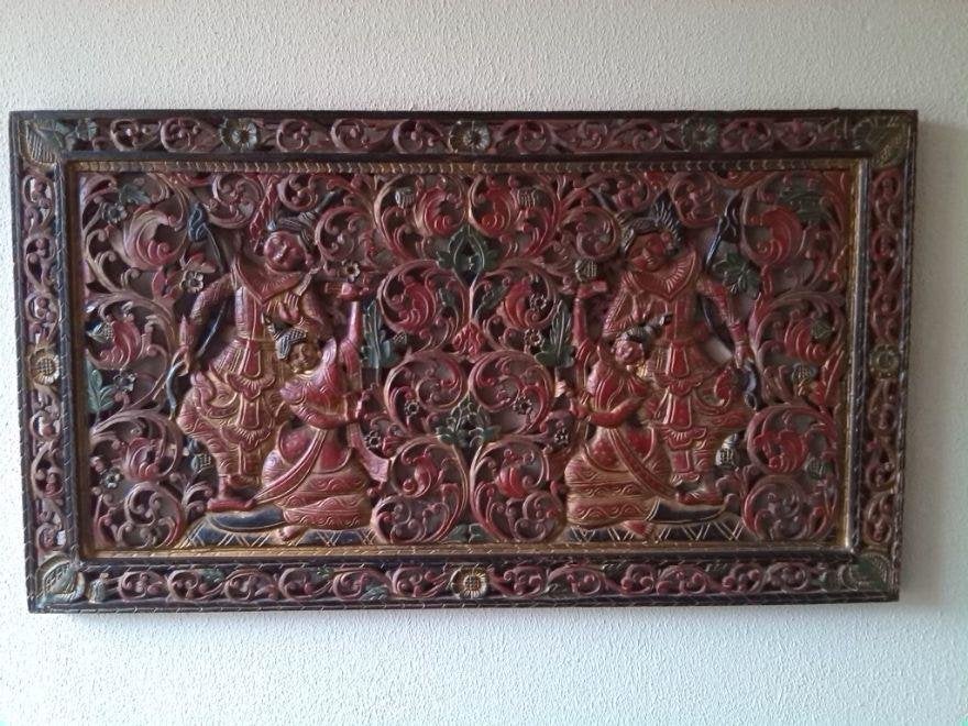 19e-eeuws Chinees lakkunst paneel 1874 Russisch douaneloodje, Handgemaakt, 60 cm, China, Ophalen