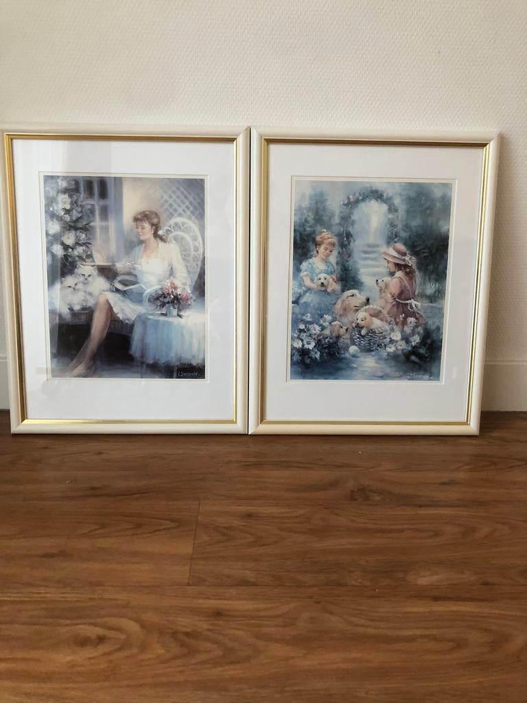 2 leuke schilderijen, Minder dan 50 cm, Ophalen of Verzenden, Zo goed als nieuw, Schilderij