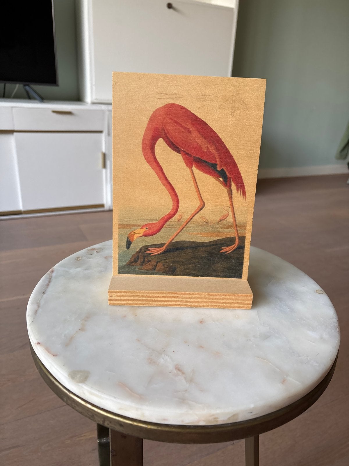 Houten decoratie flamingo 15x23 cm, Hout, Meerkleurig, Ophalen of Verzenden, Zo goed als nieuw