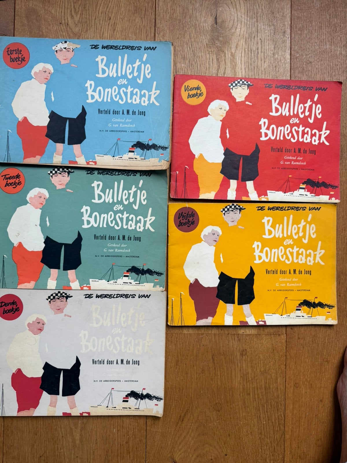 Bulletje en bonestaak 5 deeltjes uit 1956 -1959, Meerdere stripboeken, Ophalen of Verzenden, Gelezen